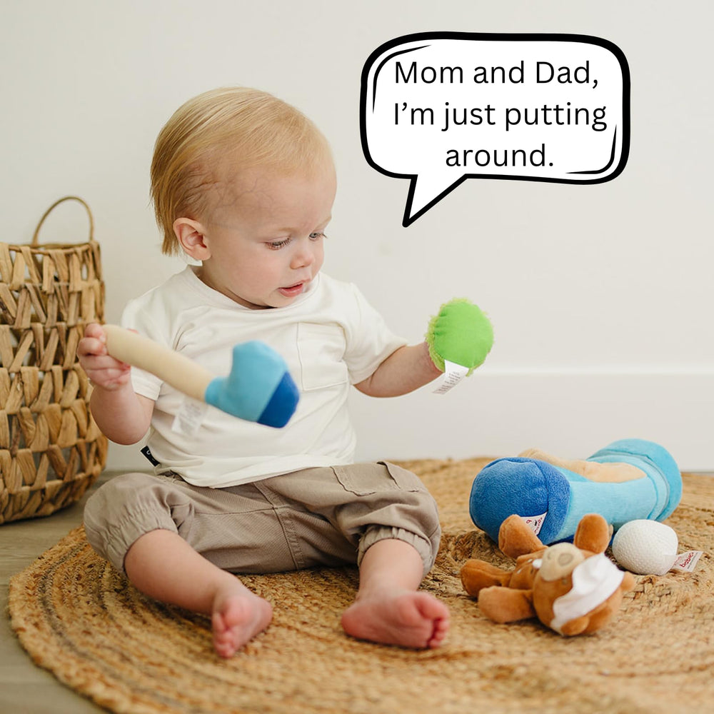 Genius Baby Toys soft golf ball with gentle texture for sensory discovery