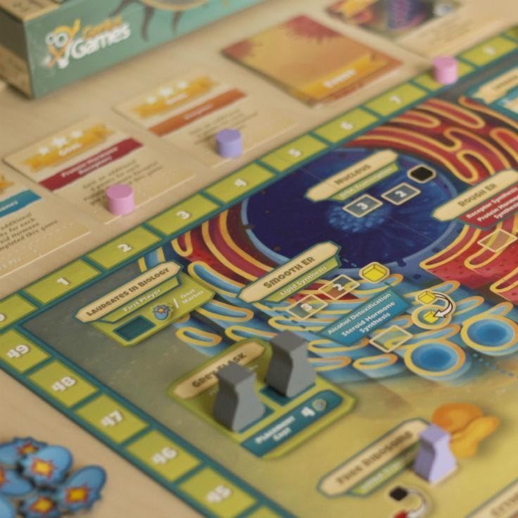Genius Games Cytosis: Enzyme and hormone cards illustrate core biology concepts