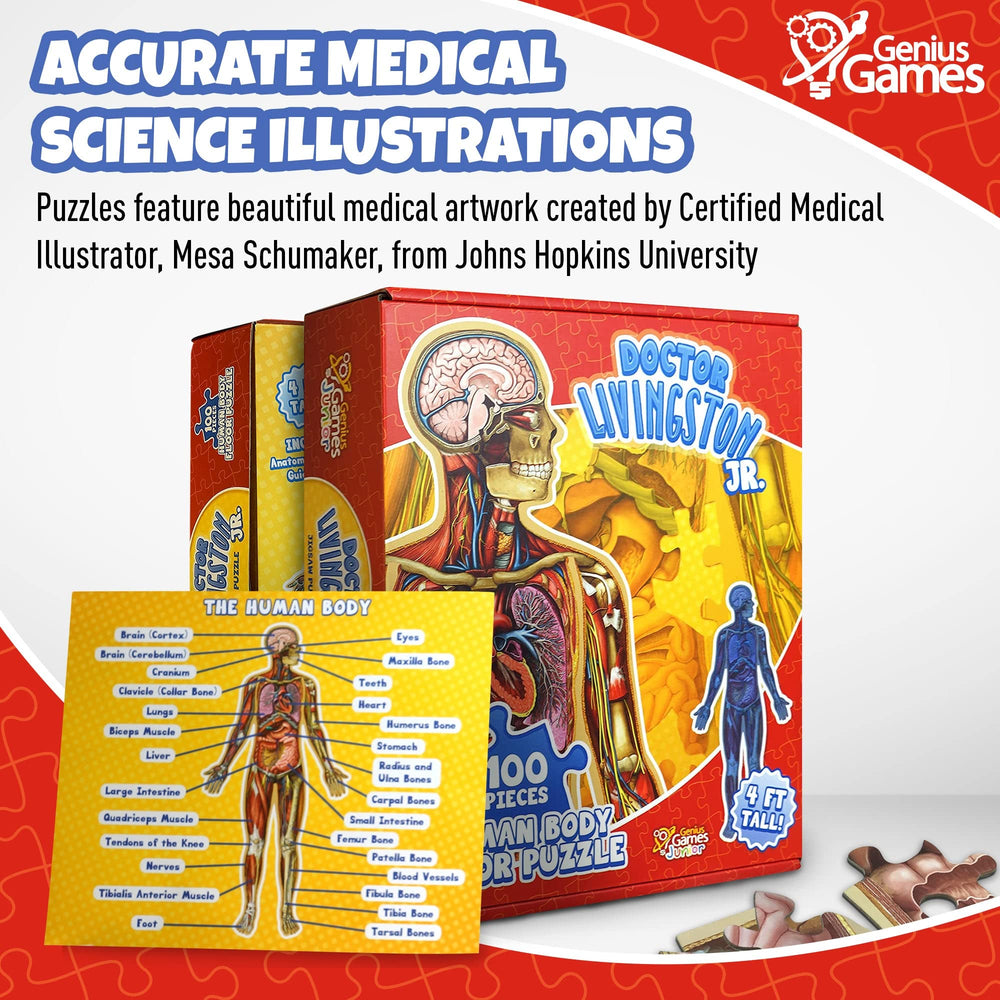 Genius Games puzzle packaging with durable pieces and safe materials