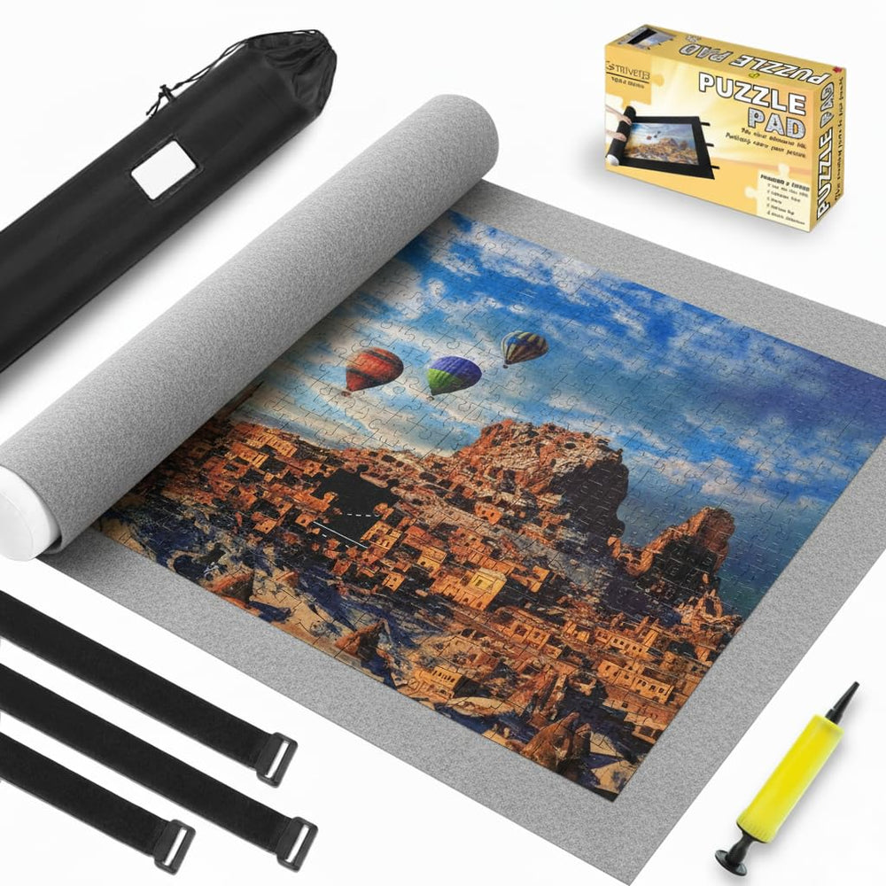 Genovega Jigsaw Mat Roll-Up in gray, ideal for large puzzles and safe storage.