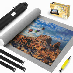 Genovega Jigsaw Mat Roll-Up in gray, ideal for large puzzles and safe storage.