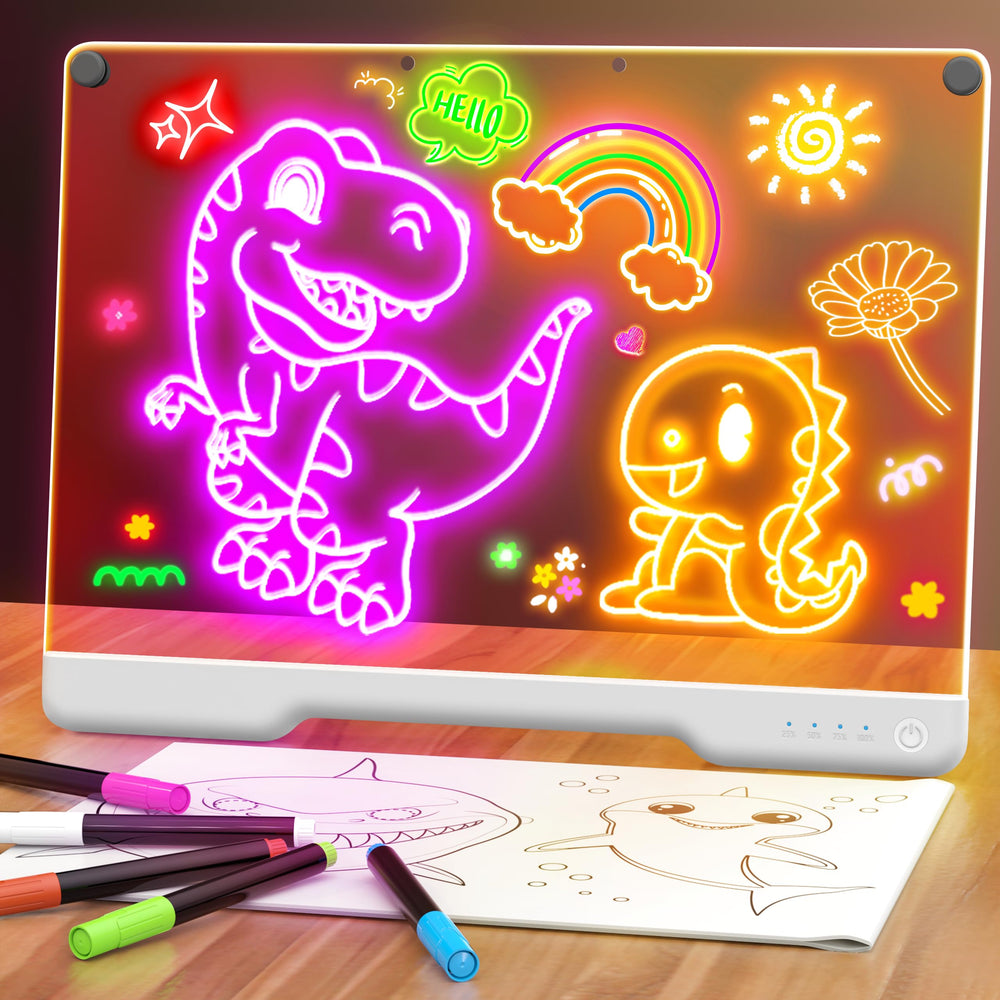 Geokay Doodle Glow LED note board glows with neon glow for bright, creative drawing