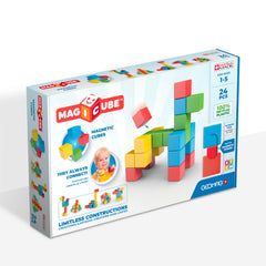 Geomag Magicube 24pcs assembly blocks encourage tactile, creative building for toddlers.