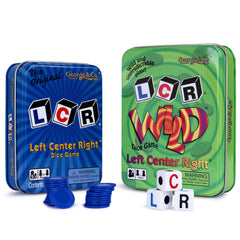 George & Company LCR Original blue tin dice game for family game night.