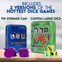 George & Company LCR Wild green tin dice game adds a twist.