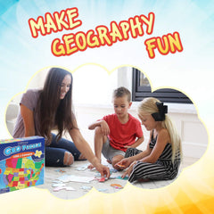 Geotoys GeoPuzzle country-shaped pieces help kids recognize nations through tactile play.