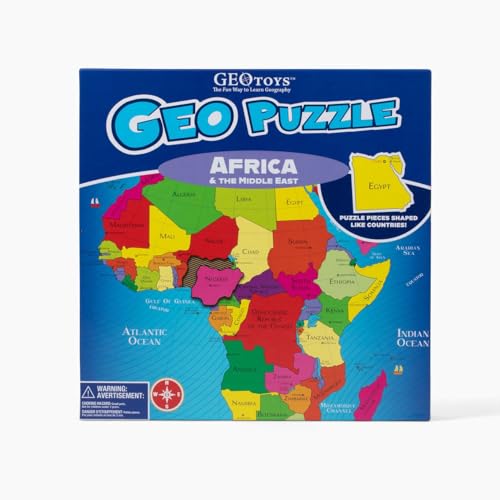 GeoToys GeoPuzzle Africa Middle East map laid out for learning geography