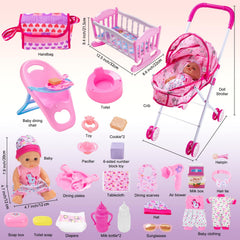 Gerleek doll crib and dining chair for realistic role-play scenarios.