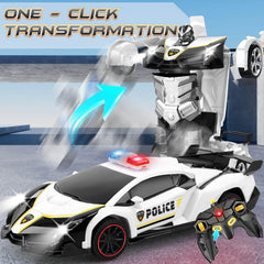 Getatoy rc car robot mode transition demonstrates smooth form change during pretend battles.