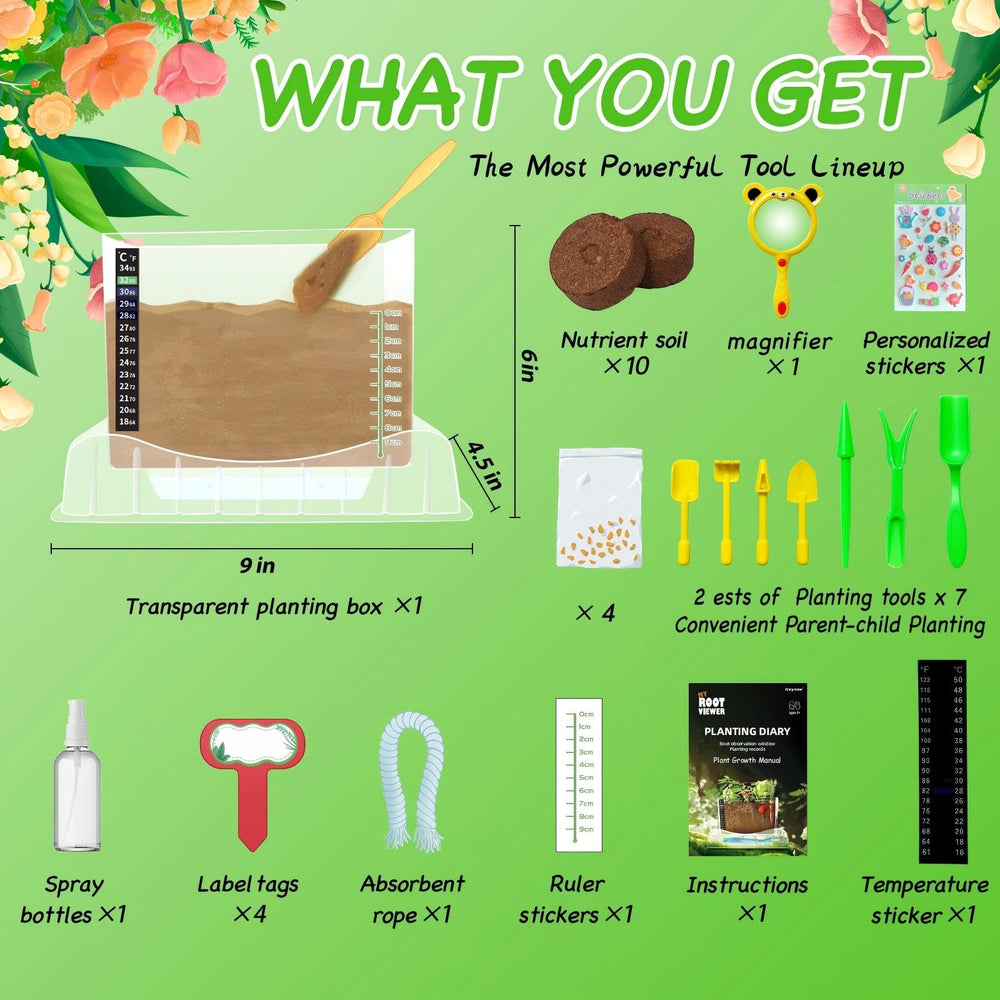 Geynaw Root Viewer Kit water tank demonstrates plant watering needs and sustainability.