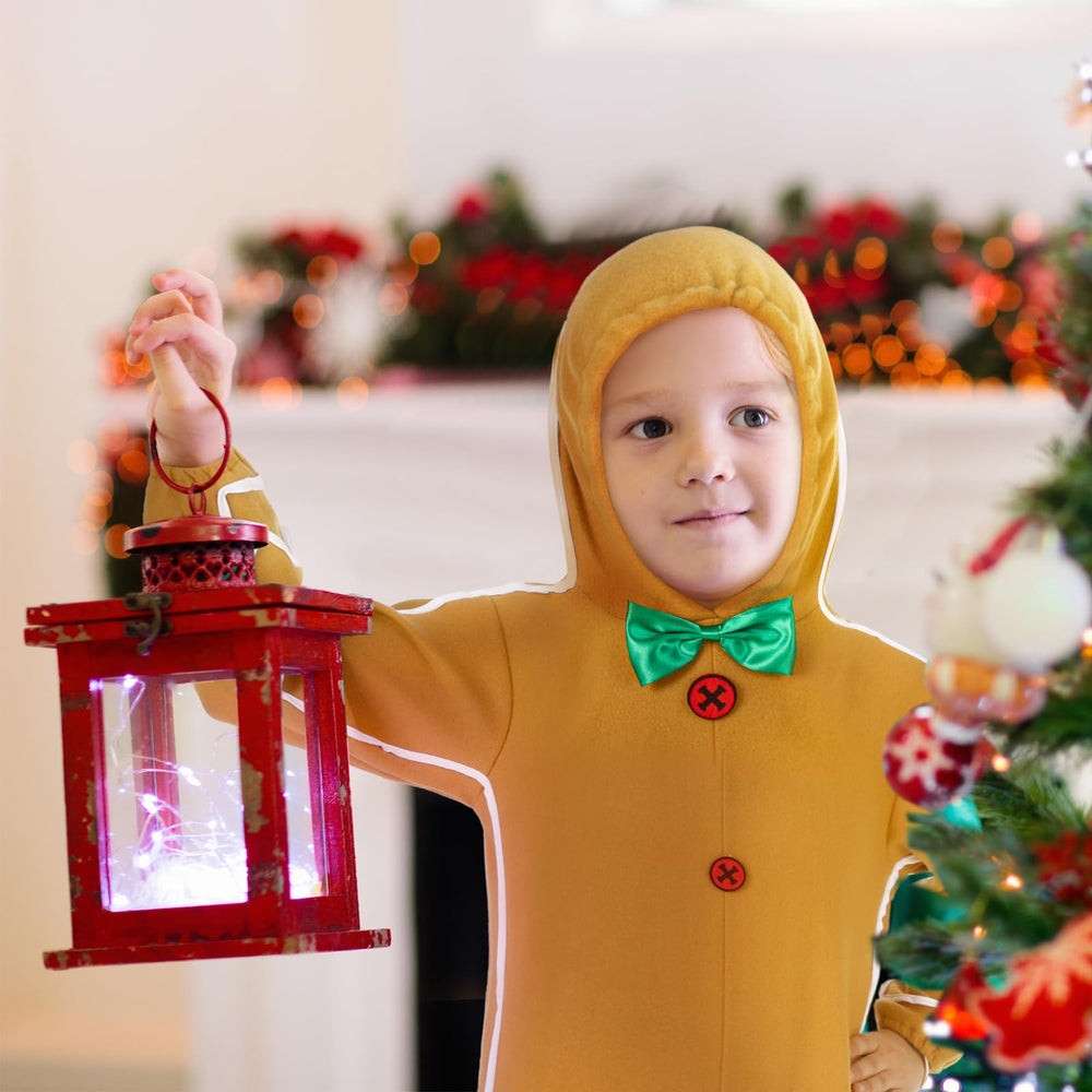 Geyoga Gingerbread Man costume showing soft cotton fabric and cozy feel