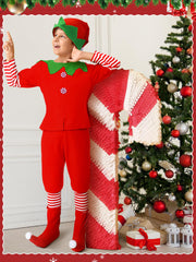 Geyoga Kids Elf Costume on a child at a party, ready for Christmas fun.
