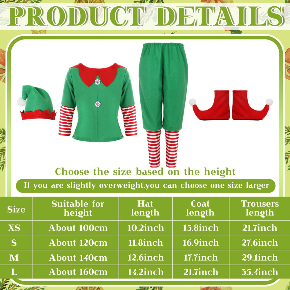Geyoga Kids Elf Costume green accessories enhance playful holiday detail