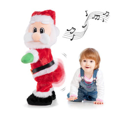 Gfilay Dancing Santa toy face with a cheerful expression, adding festive hugs for kids.