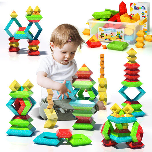 Ggiibro 40-piece Montessori pyramid blocks for early color and shape recognition.