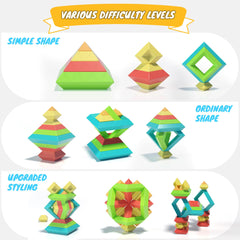 Ggiibro colorful pyramid blocks promote color sorting and spatial awareness.