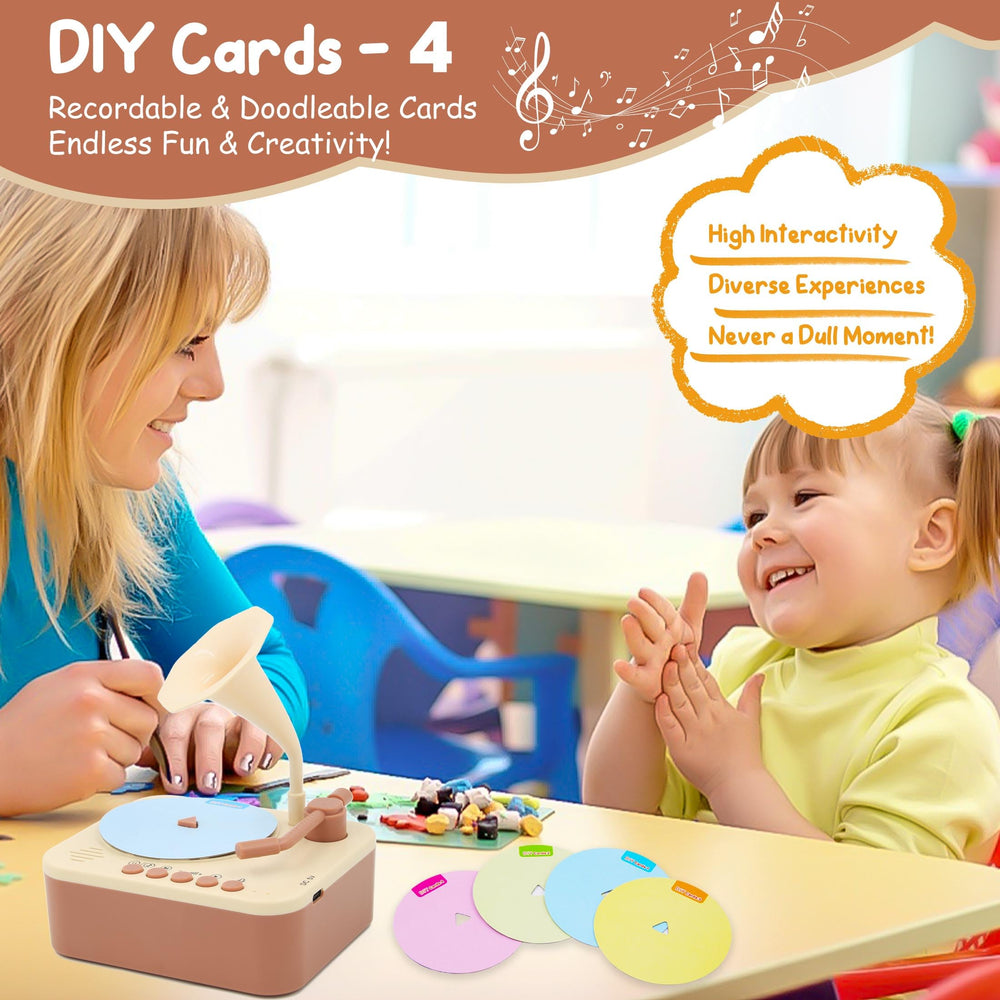 Ghousetec phonograph shown in pink and brown for kid-friendly visuals.