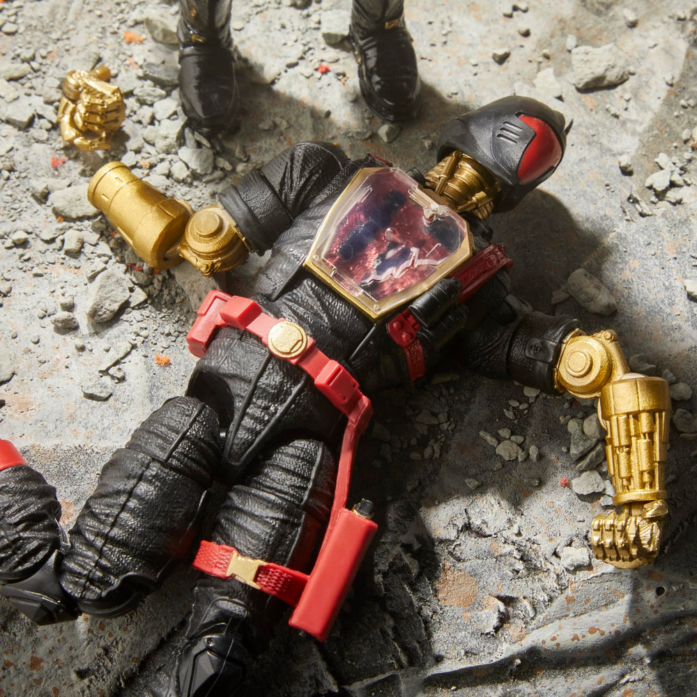 G.I. Joe Iron Grenadier B.A.T. battle-damaged chest plate adds drama to scenes.
