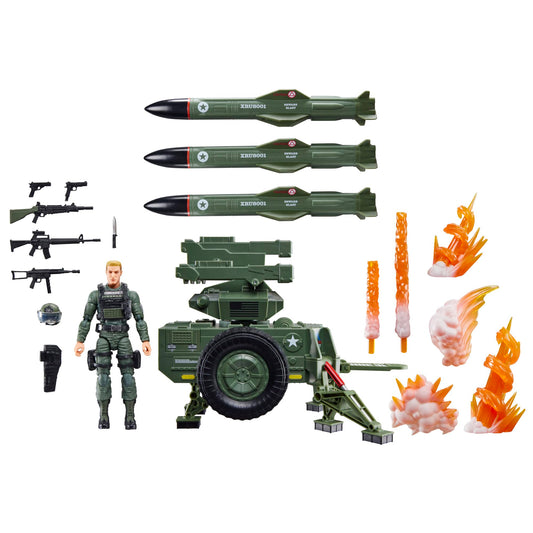 G.I. Joe Hawk Abernathy figure with M.M.S. Towable Vehicle ready for display.