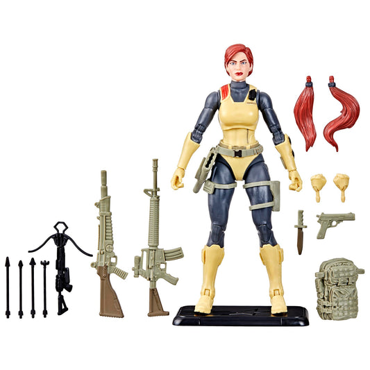 G.I. Joe Scarlett with crossbow and bolts for action-ready display.