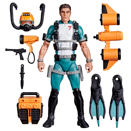 G.I. Joe Wet-Suit helmet with air hoses enhances authentic SEAL gear detail.