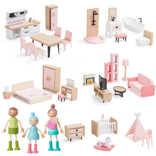Giant Bean dollhouse living room with open drawers for imaginative play storage