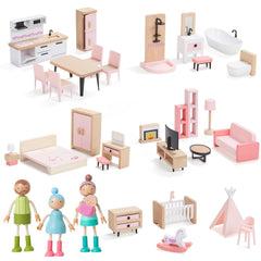 Giant Bean dollhouse living room with open drawers for imaginative play storage