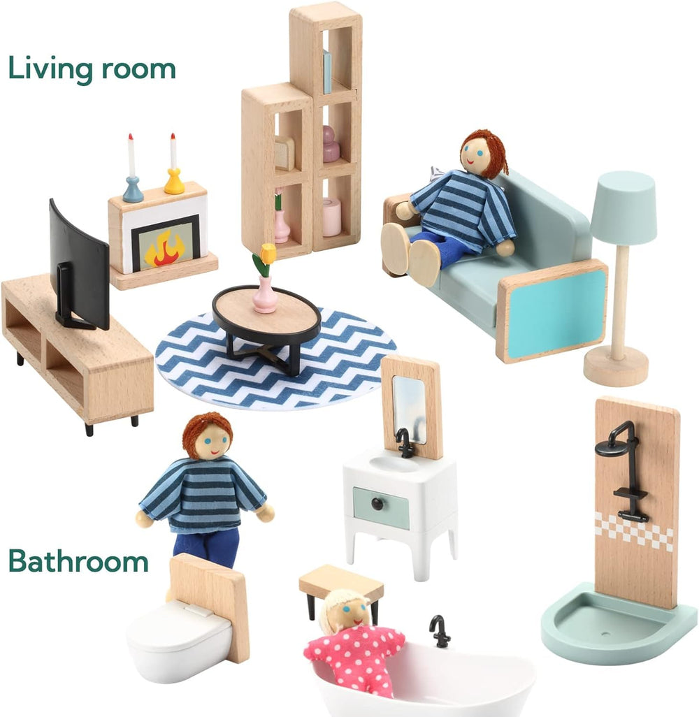 Giant Bean dollhouse toilet lid opens for potty-play scenes