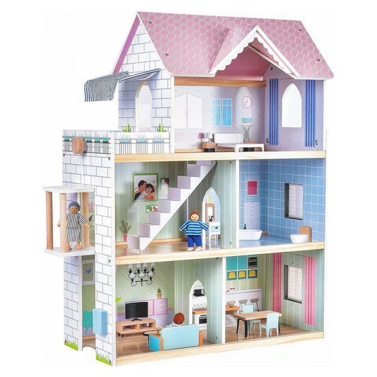 Giant bean large pink dollhouse front view for imaginative play and storytelling.