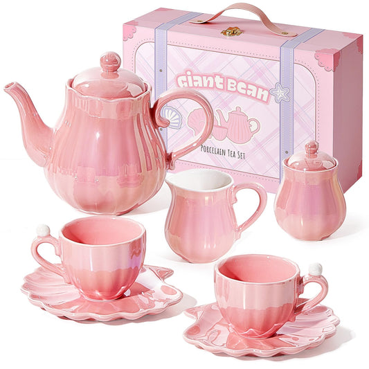 Giant bean Pearl Pink Tea Set teapot for imaginative play and tea parties