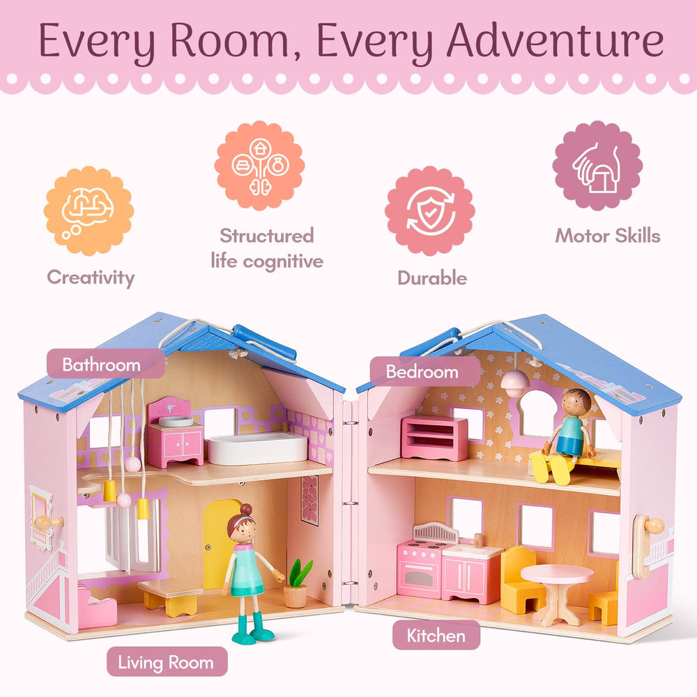 Giant bean pink room decor enhances visual play scenes.