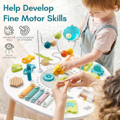 Giant bean wooden activity table fishing game promotes interactive play and concentration