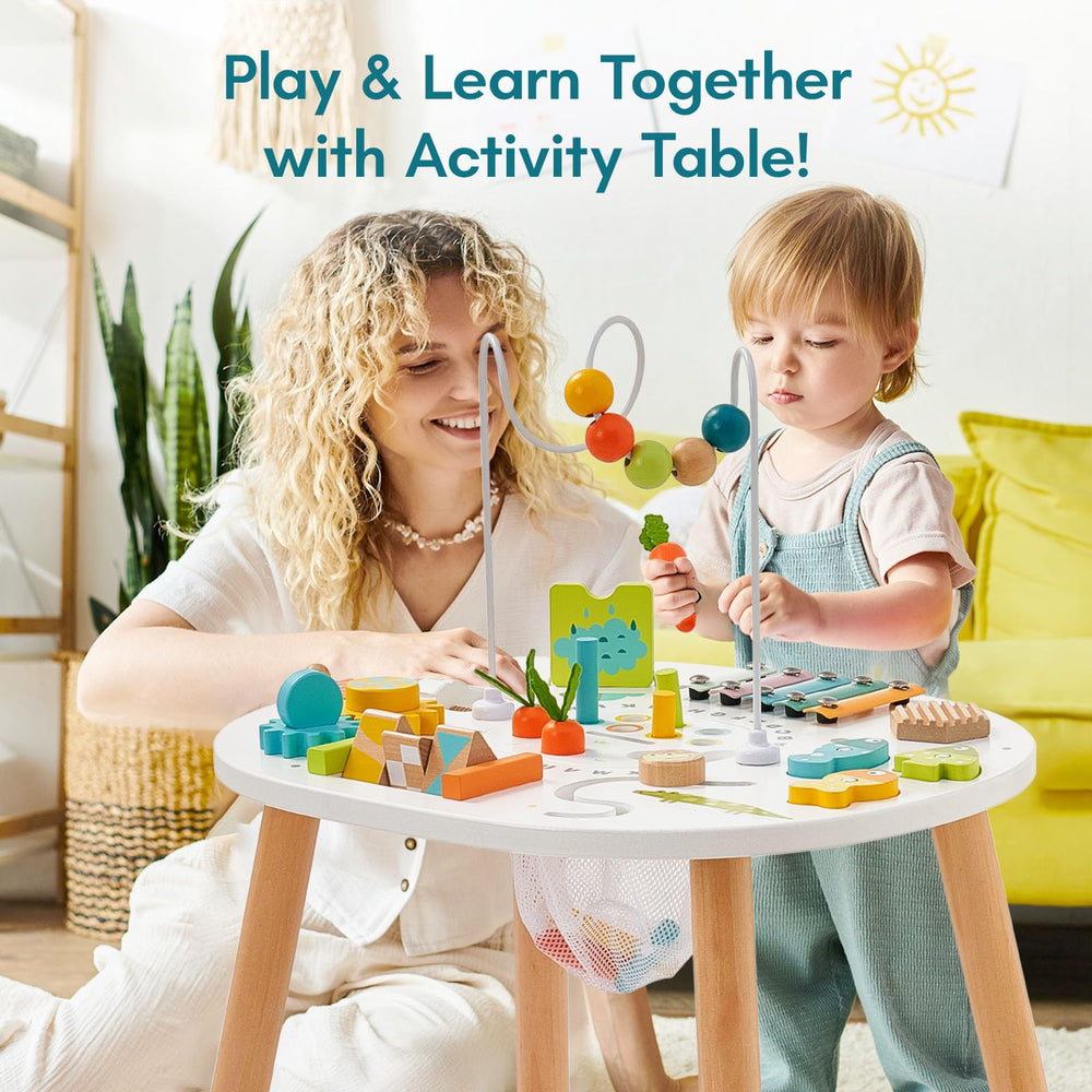 Giant bean wooden activity table xylophone provides sensory rhythm and auditory learning