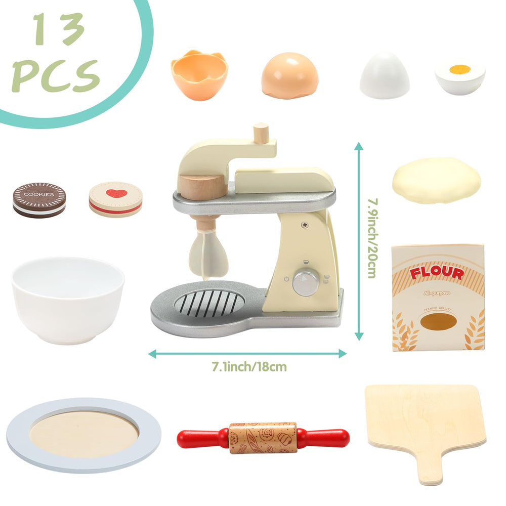 Giant bean Wooden Toy Mixer homemade cookies encourage tactile play and family creativity.