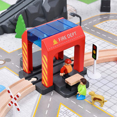 Giant Bean wooden track layout shows realistic rail connections.