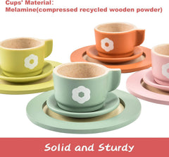 Giant bean wooden utensils support tiny hands during pretend cooking and serving.