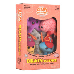 GIANT MICROBES brain plush for neuroscience learning and playful education at home.