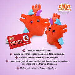 GIANTMICROBES Heart Plush embroidery close-up of arteries and veins