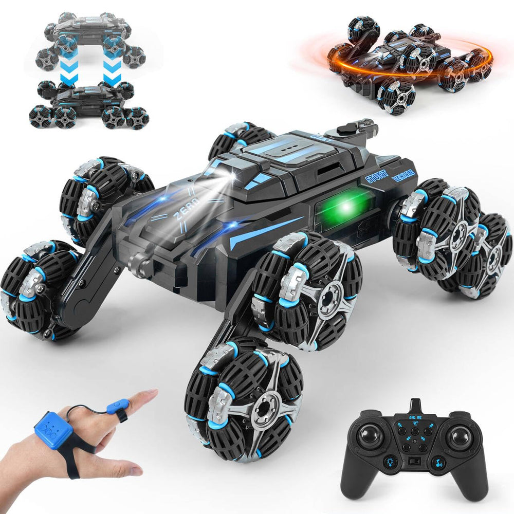 GIAT 8-Wheels Gesture RC Stunt Car front view with dynamic spins for play