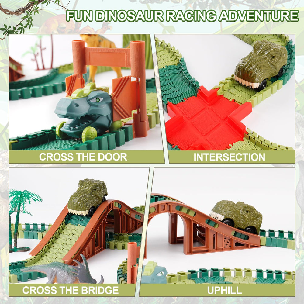 GIAT Dinosaur Track Toys lights and roaring sounds enhance nighttime play.