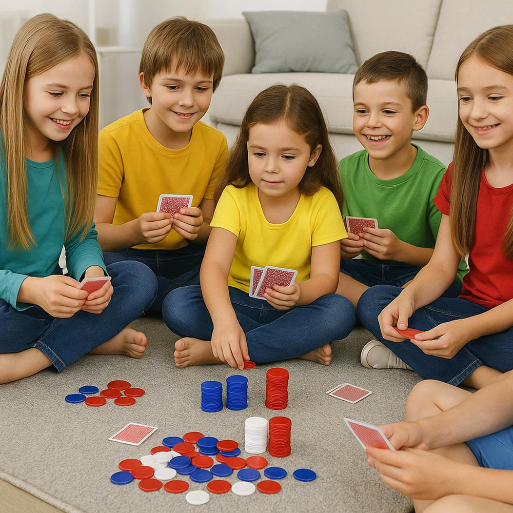 GiftExpress red poker chips supporting hands-on counting and number sense.