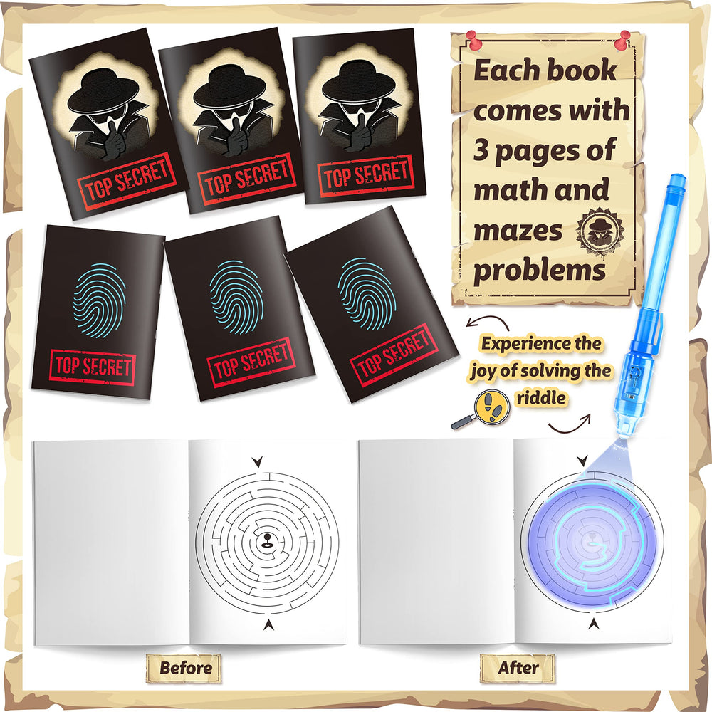 Kid-friendly spy kit encourages storytelling and puzzle solving.