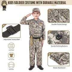 Giftinbox kids army hat and belt, authentic look for role-play