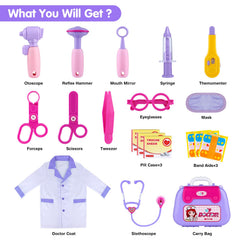 GIFTINBOX doctor kit reflex hammer supports pretend checks and motor skills.