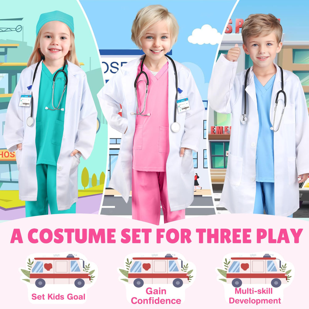 GiftinBOX kids scrub set complements the costume for realistic role play