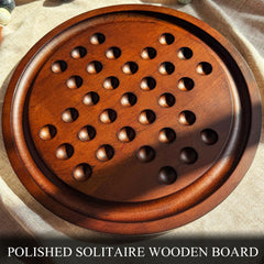 Giftqulo Solitaire board grooves hold removed marbles, keeping gameplay tidy between moves.