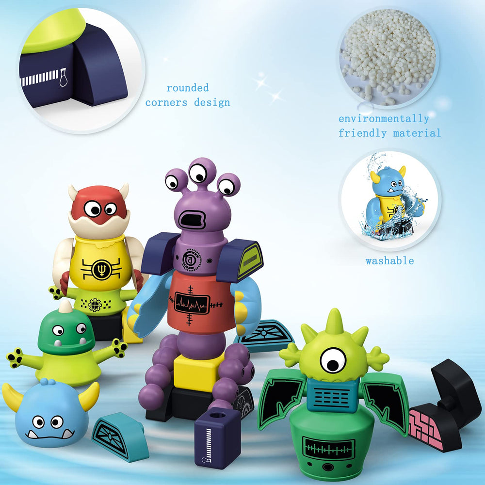Gifts2U stackable robots picture highlights color recognition through bright blocks.