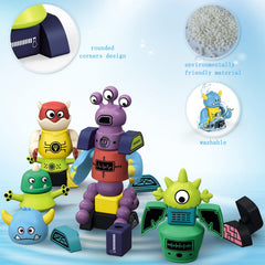 Gifts2U stackable robots picture highlights color recognition through bright blocks.