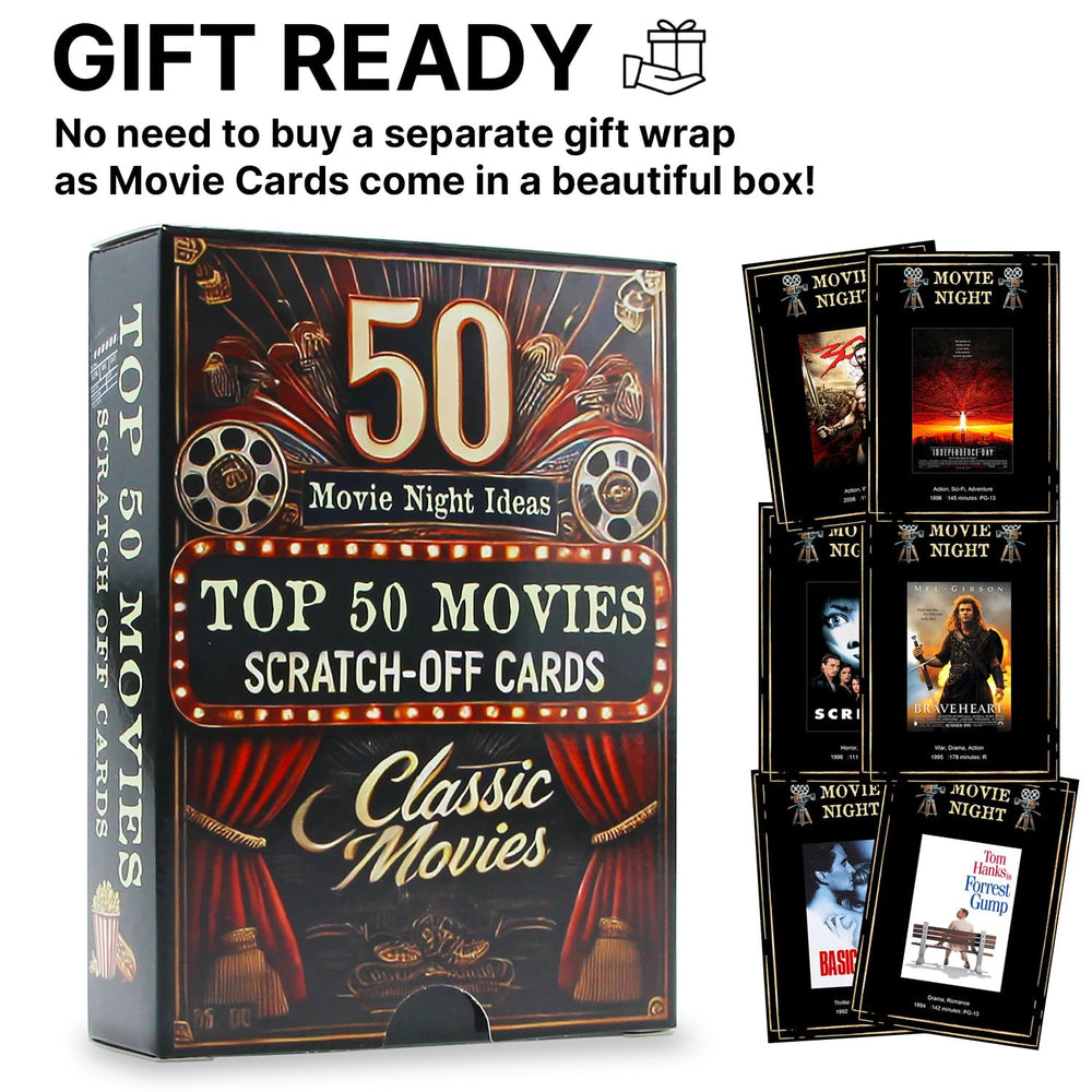GIFTSFARM scratch-off cards illustrated scenes invite memorable movie nights