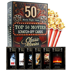 GIFTSFARM top 50 movie night scratch-off cards cover showcases cinematic art for gift-ready fun